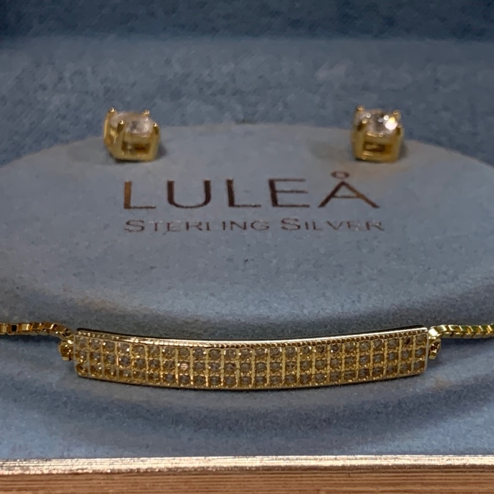 New 14k gold Sterling earrings & bracelet